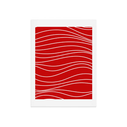 Line Waves in Bright Red and White - Minimalist Abstract Pattern Art Print Gallery Image 7