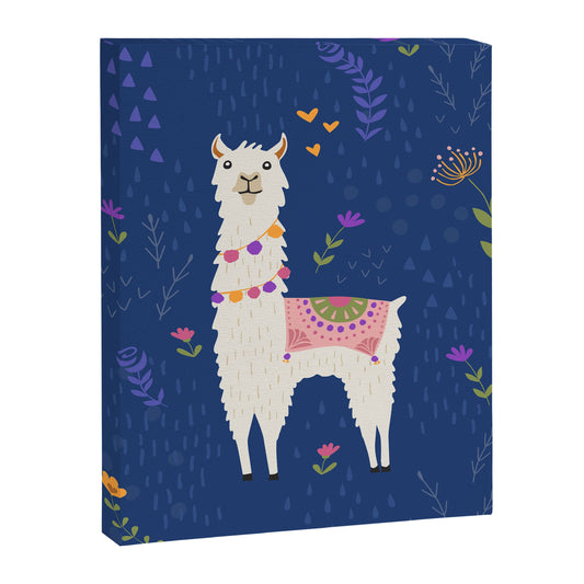 Llama on Blue Canvas Print Gallery Image 1