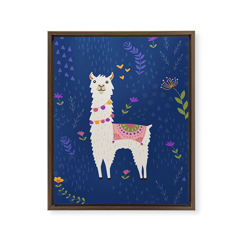 Llama on Blue Framed Canvas Print Gallery Image 12