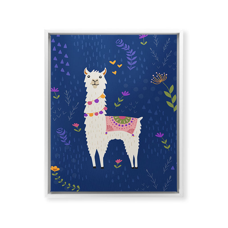 Llama on Blue Framed Canvas Print Gallery Image 20