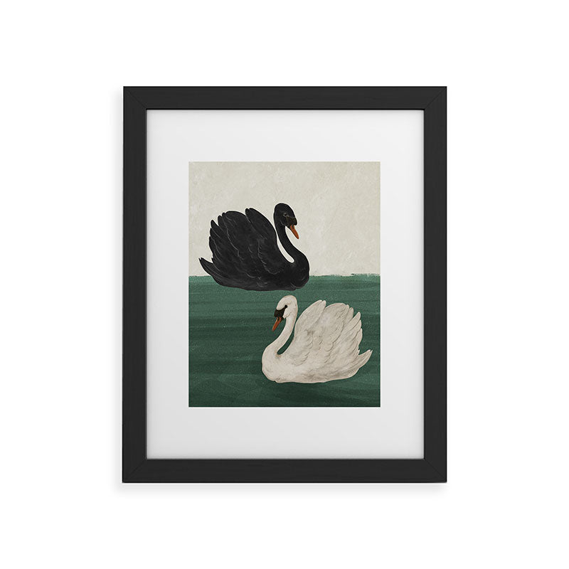 Black Swan White Swan Framed Art Print Gallery Image 20