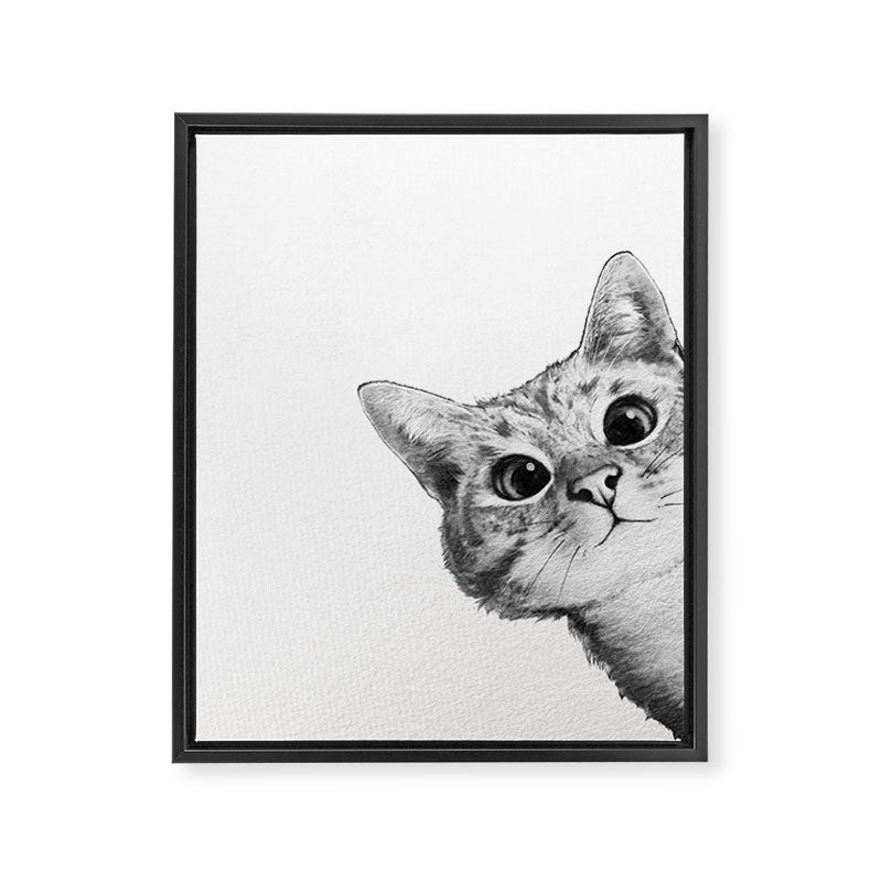 sneaky cat Framed Canvas Print Gallery Image 1