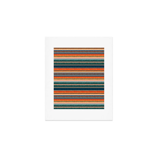 serape southwest stripe - orange & dark teal Art Print Gallery Image 1