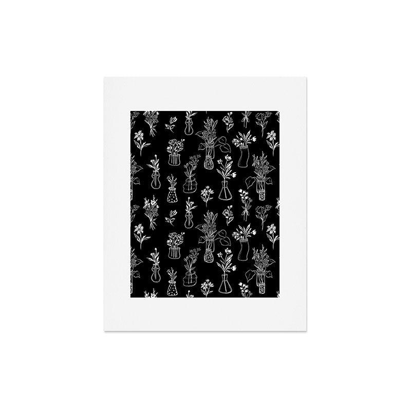 Wildflowers and vases in dark background Art Print Gallery Image 6