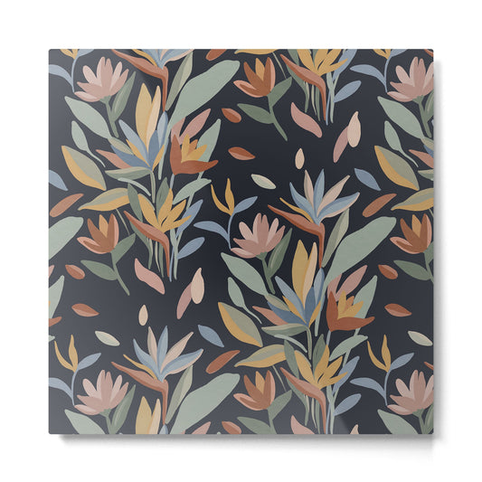 Hand Painted Floral Garden Night Metal Print Gallery Image 2