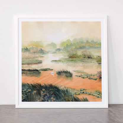 Egret On The Marsh Framed Art Print Gallery Image 87
