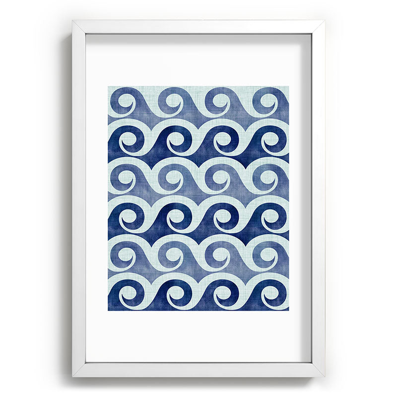 Indigo Geometric Beach Waves Framed Art Print Gallery Image 105