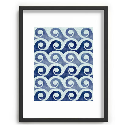 Indigo Geometric Beach Waves Framed Art Print Gallery Image 84