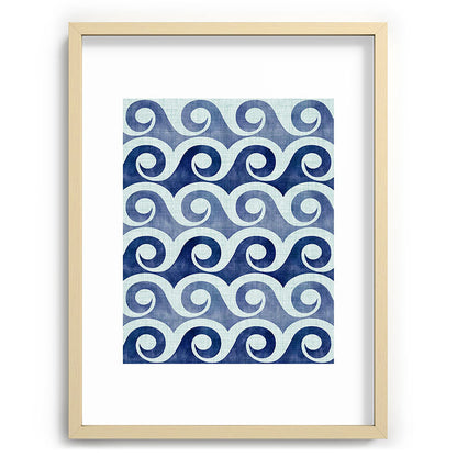 Indigo Geometric Beach Waves Framed Art Print Gallery Image 100