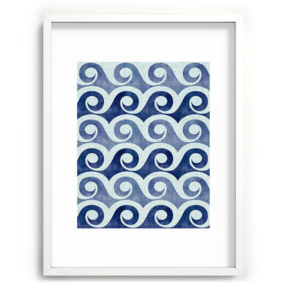 Indigo Geometric Beach Waves Framed Art Print Gallery Image 107