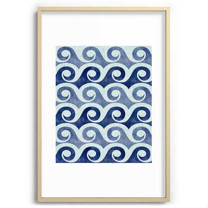 Indigo Geometric Beach Waves Framed Art Print Gallery Image 102