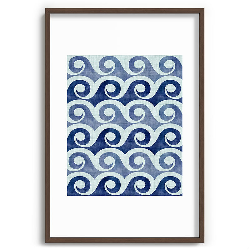 Indigo Geometric Beach Waves Framed Art Print Gallery Image 94