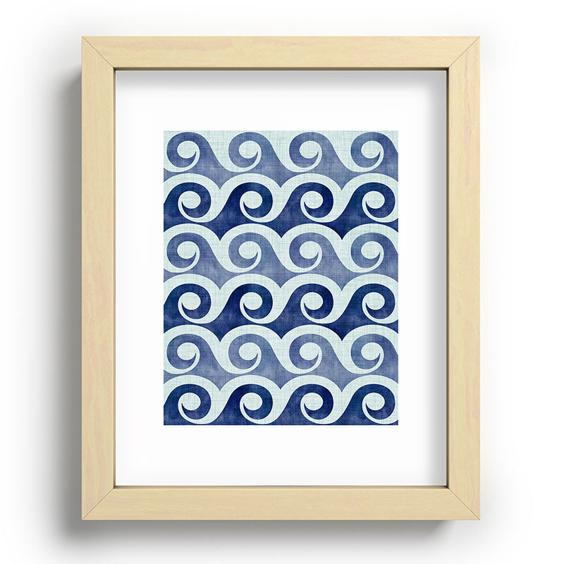 Indigo Geometric Beach Waves Framed Art Print Gallery Image 96