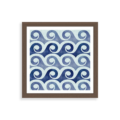 Indigo Geometric Beach Waves Framed Art Print Gallery Image 60
