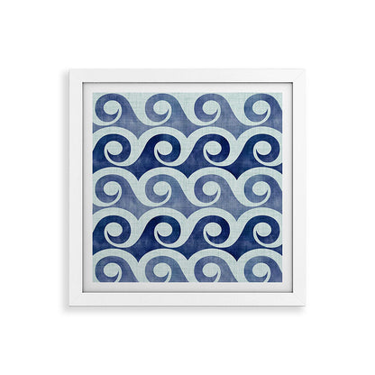 Indigo Geometric Beach Waves Framed Art Print Gallery Image 82