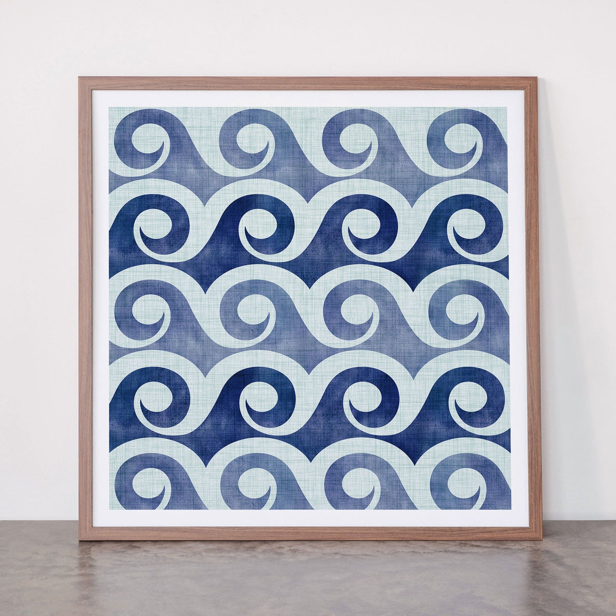 Indigo Geometric Beach Waves Framed Art Print Gallery Image 66