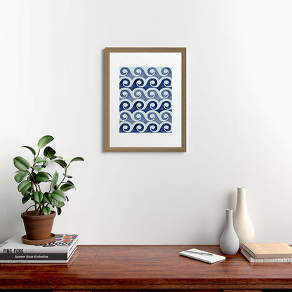 Indigo Geometric Beach Waves Framed Art Print Gallery Image 54