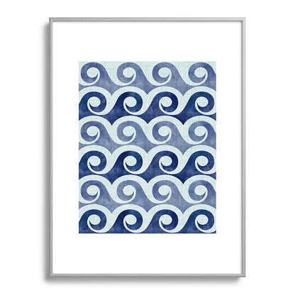 Indigo Geometric Beach Waves Framed Art Print Gallery Image 135