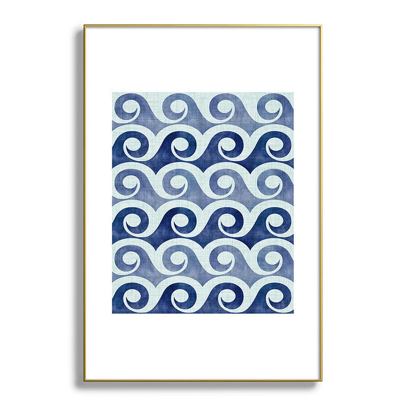 Indigo Geometric Beach Waves Framed Art Print Gallery Image 127