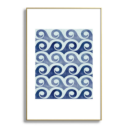 Indigo Geometric Beach Waves Framed Art Print Gallery Image 128