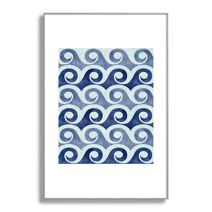 Indigo Geometric Beach Waves Framed Art Print Gallery Image 137