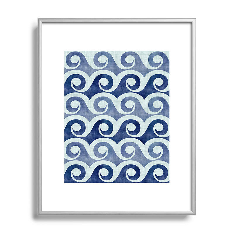 Indigo Geometric Beach Waves Framed Art Print Gallery Image 129