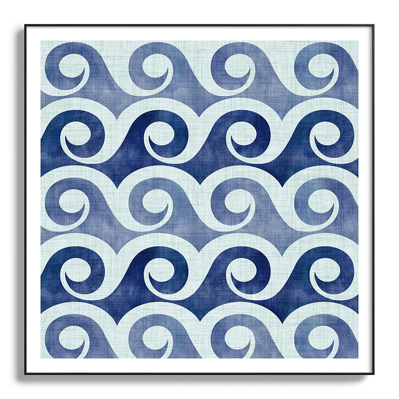 Indigo Geometric Beach Waves Framed Art Print Gallery Image 130