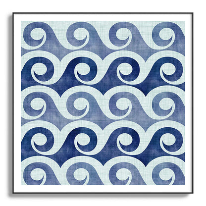 Indigo Geometric Beach Waves Framed Art Print Gallery Image 130