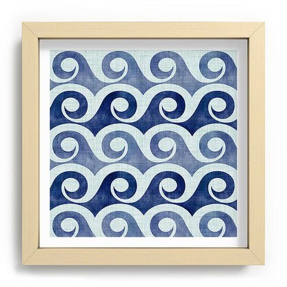 Indigo Geometric Beach Waves Framed Art Print Gallery Image 106