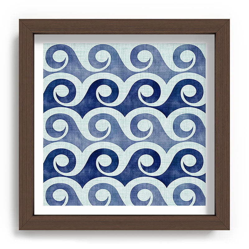 Indigo Geometric Beach Waves Framed Art Print Gallery Image 98