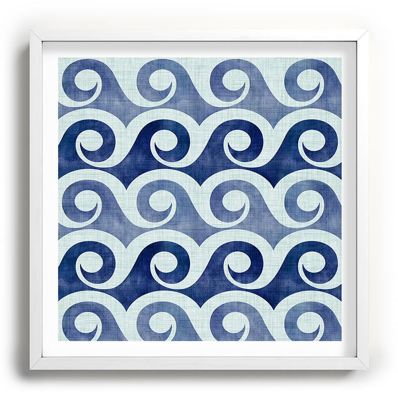 Indigo Geometric Beach Waves Framed Art Print Gallery Image 118