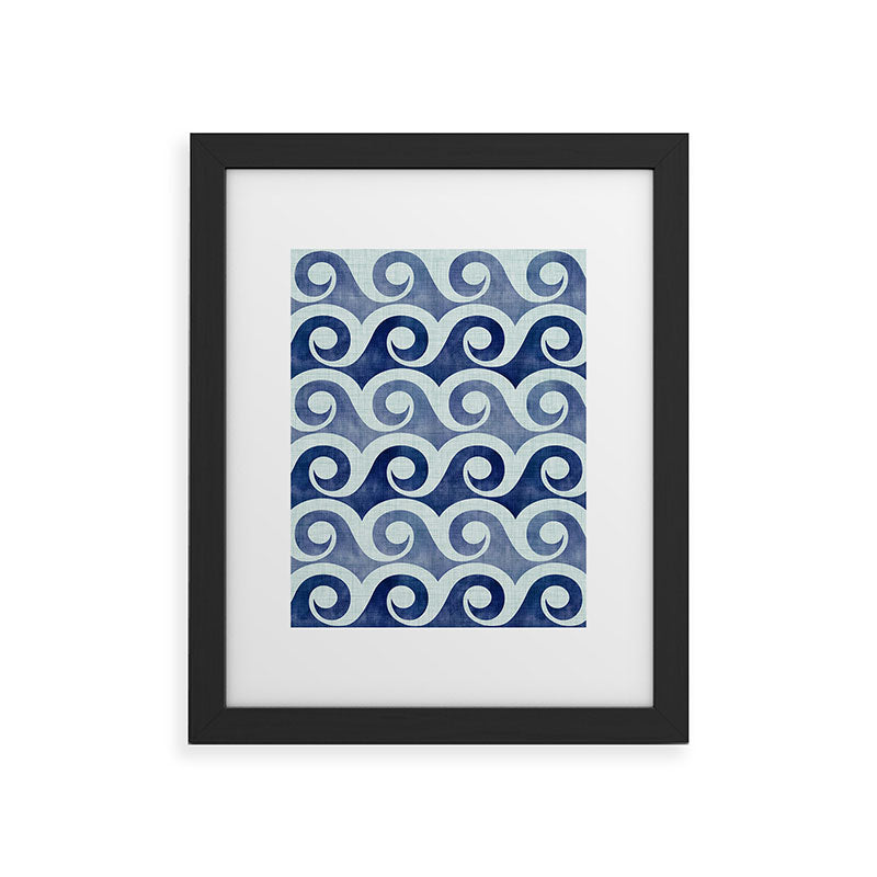 Indigo Geometric Beach Waves Framed Art Print Gallery Image 41