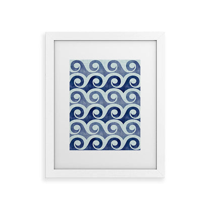 Indigo Geometric Beach Waves Framed Art Print Gallery Image 70