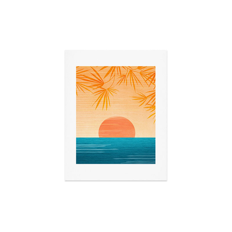 Orange Tropical Sunset Landscape 2 Art Print Gallery Image 4