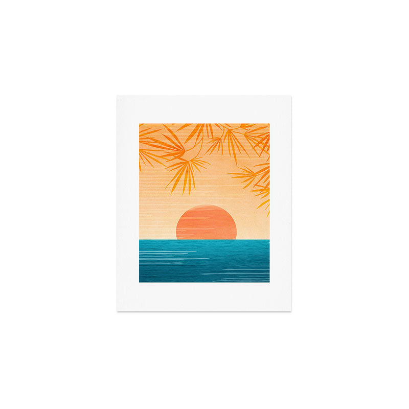 Orange Tropical Sunset Landscape 2 Art Print Gallery Image 1