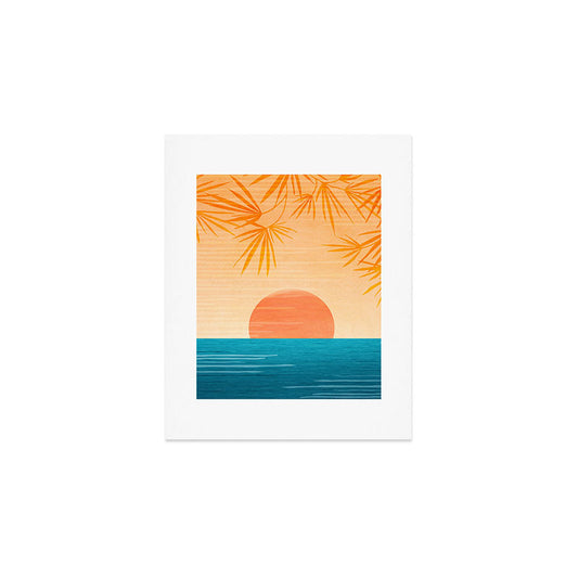 Orange Tropical Sunset Landscape 2 Art Print Gallery Image 1