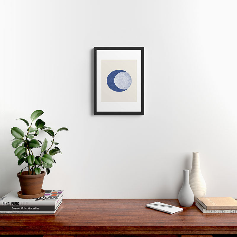 Moon Crescent - Blue Framed Art Print Gallery Image 4