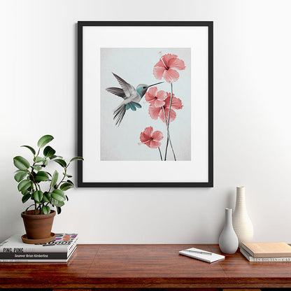 Hummingbird with Hibiscus Framed Art Print Gallery Image 35