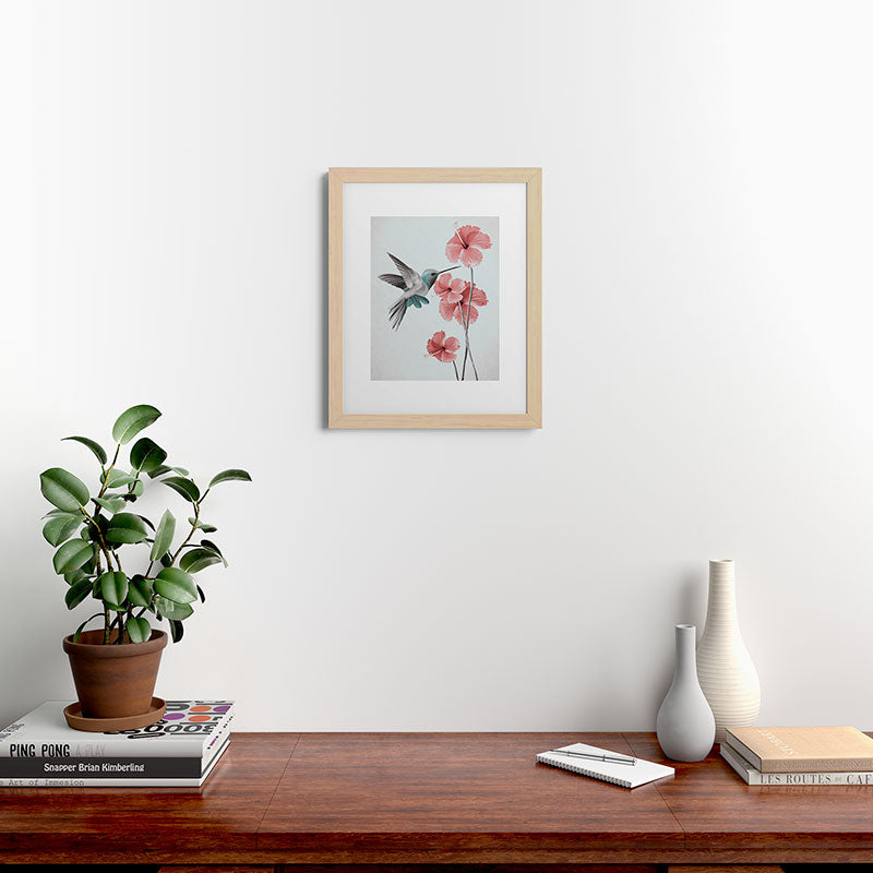 Hummingbird with Hibiscus Framed Art Print Gallery Image 46
