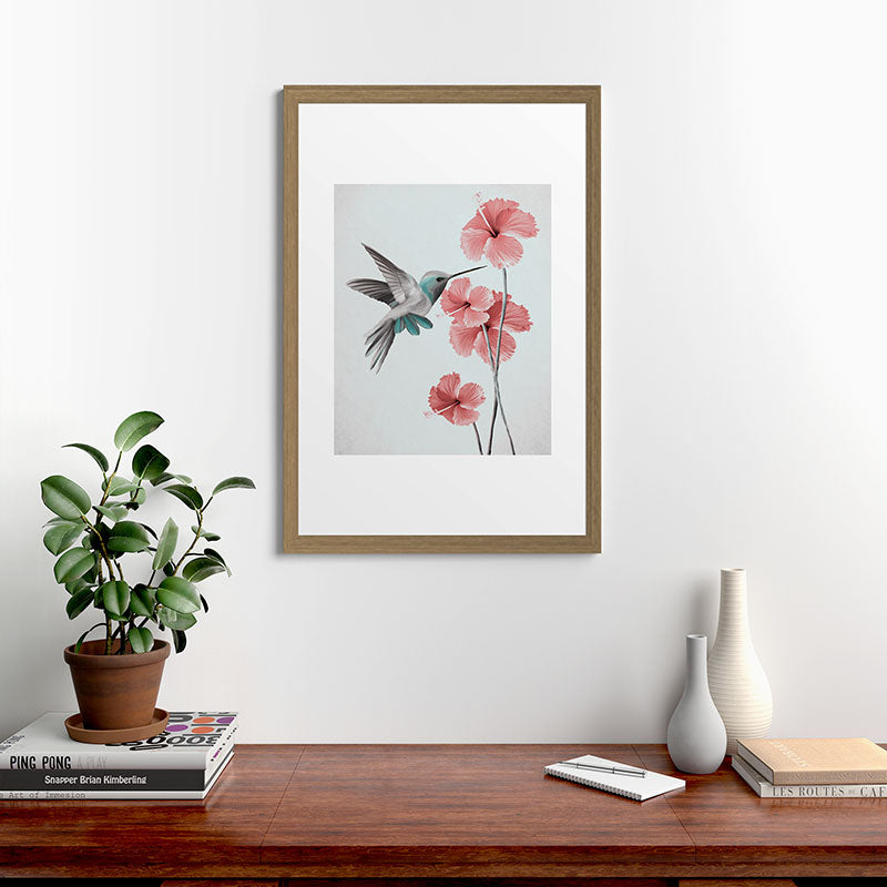 Hummingbird with Hibiscus Framed Art Print Gallery Image 41