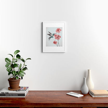 Hummingbird with Hibiscus Framed Art Print Gallery Image 24