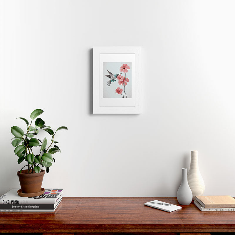 Hummingbird with Hibiscus Framed Art Print Gallery Image 52
