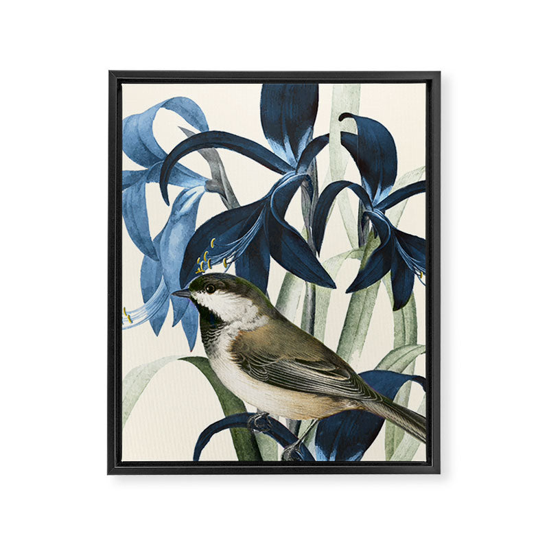 Little Bird and Flowers II Framed Canvas Print Gallery Image 3