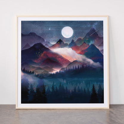 Mountain Lake Under the Stars Framed Art Print Gallery Image 33