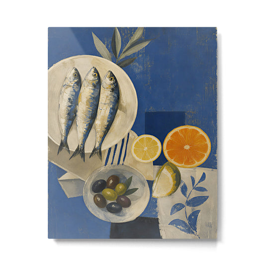 Still Life with Sardines and Citrus Metal Print Gallery Image 2