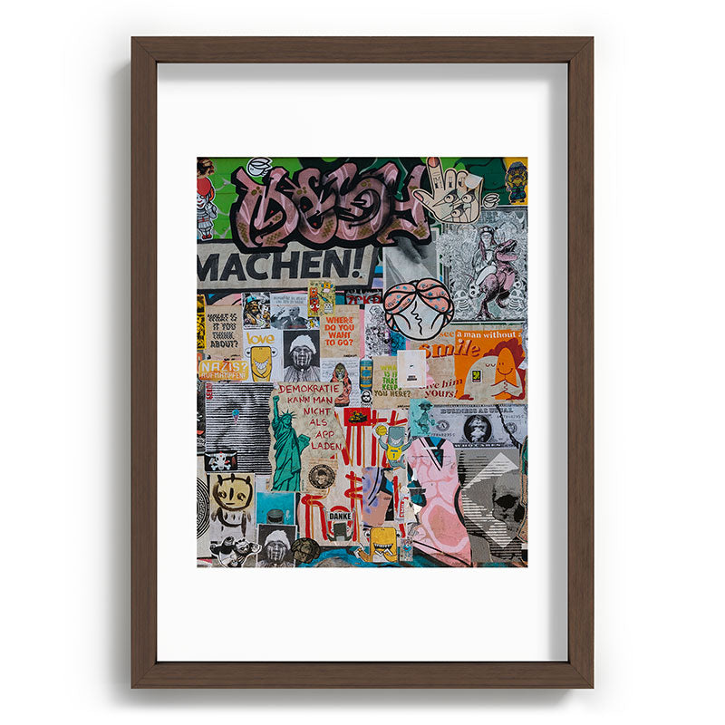 Sticker and graffiti wall background 2 - Berlin street art photography Framed Art Print Gallery Image 65