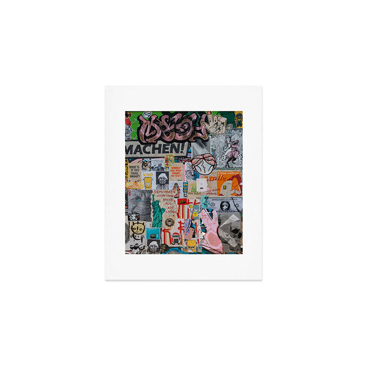 Sticker and graffiti wall background 2 - Berlin street art photography Art Print Gallery Image 1