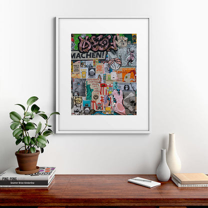 Sticker and graffiti wall background 2 - Berlin street art photography Framed Art Print Gallery Image 28
