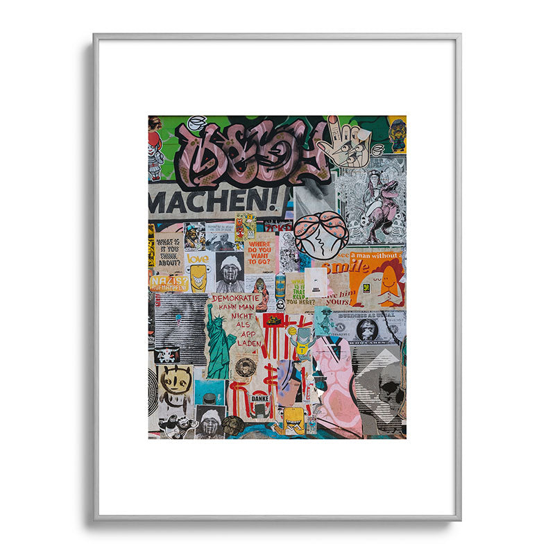Sticker and graffiti wall background 2 - Berlin street art photography Framed Art Print Gallery Image 99