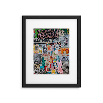 Sticker and graffiti wall background 2 - Berlin street art photography Framed Art Print Gallery Image 5